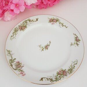 Vintage Limoges Porcelain Dinner Plates: Floral French Cottage Chic 4pc  Set